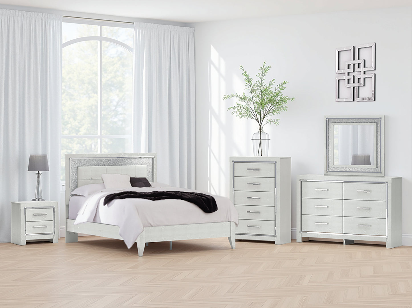 Cama tapizada con paneles Zyniden