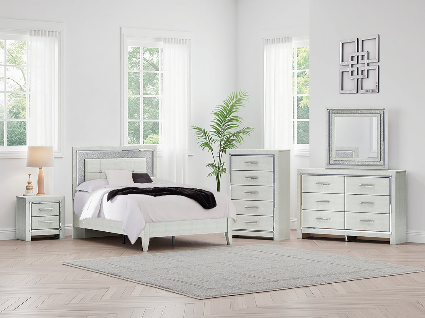 Cama tapizada con paneles Zyniden