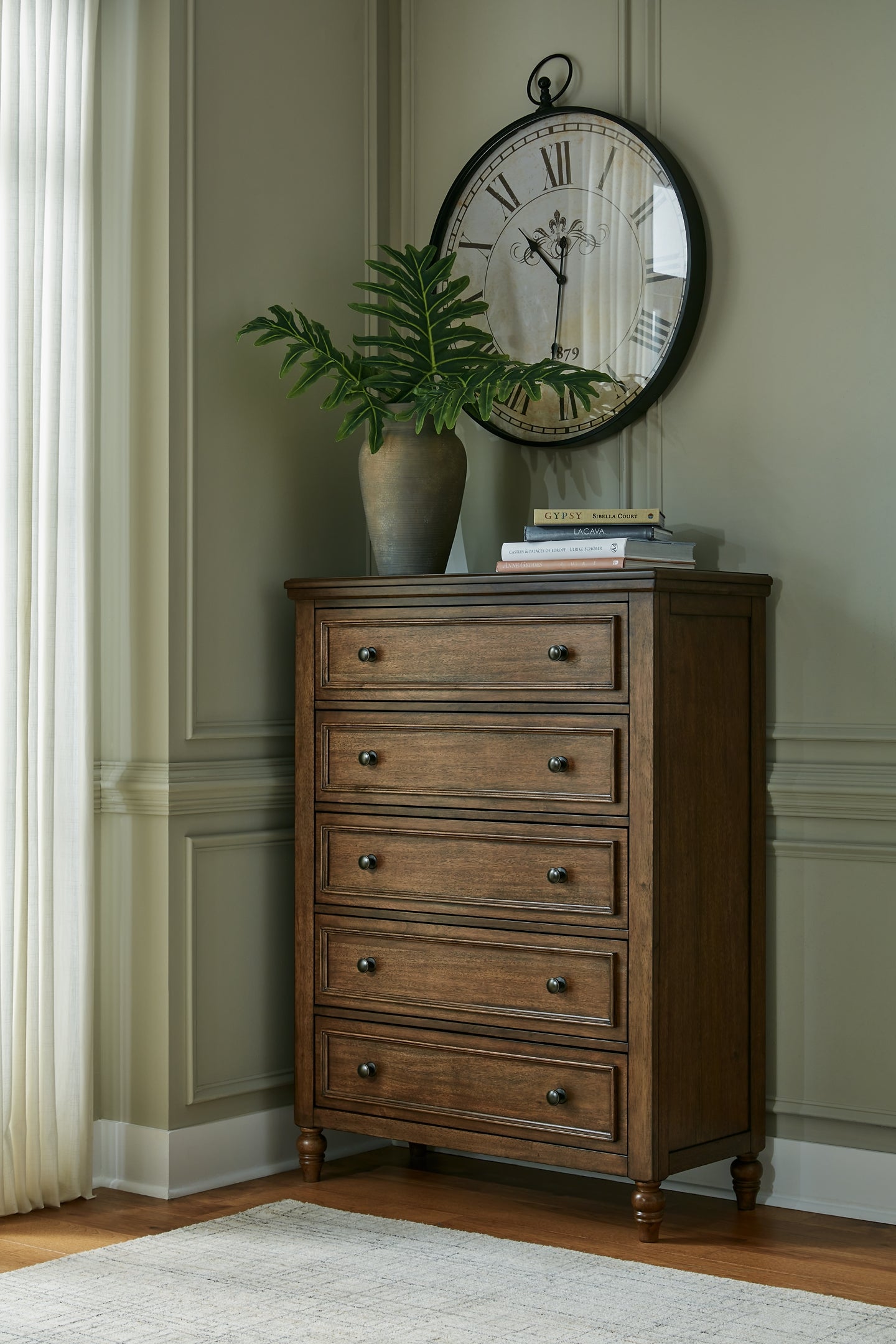 Sturlayne Upholstered Panel Bed With Mirrored Dresser And Chest