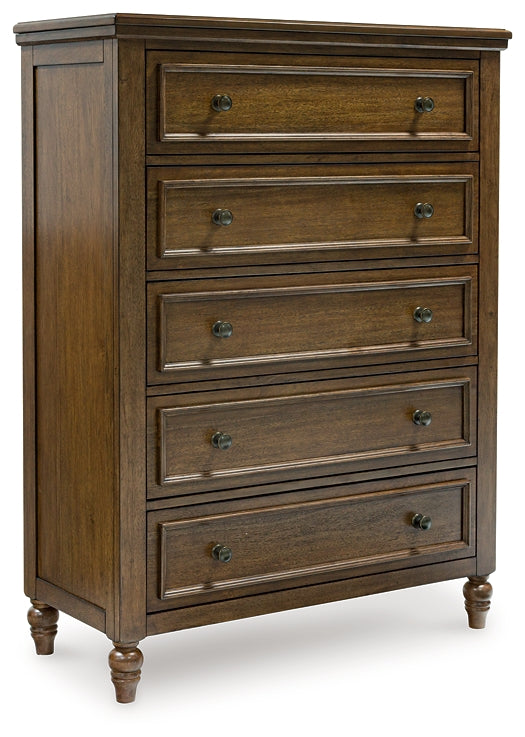 Sturlayne California Upholstered Panel Bed With Mirrored Dresser And Chest