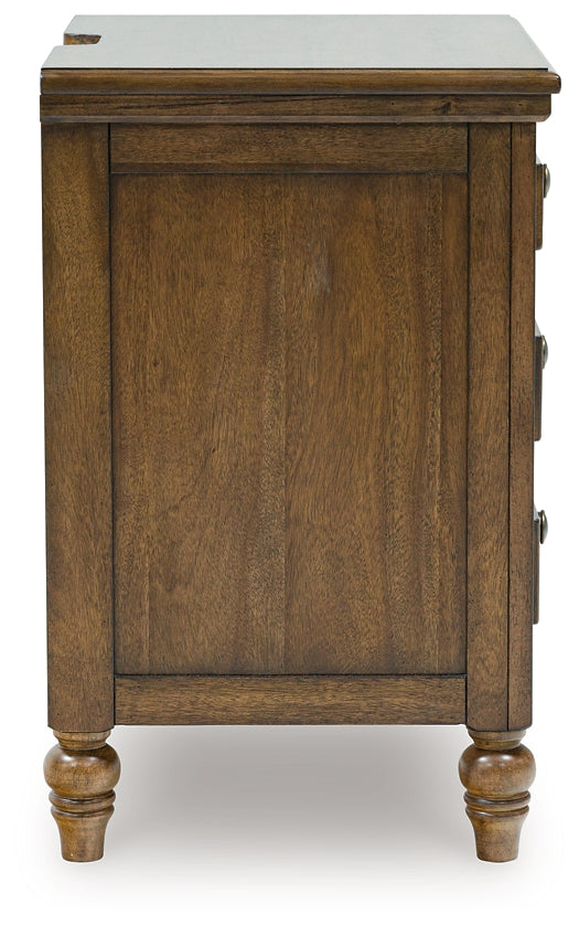 Sturlayne Upholstered Panel Bed With Mirrored Dresser, Chest And Nightstand