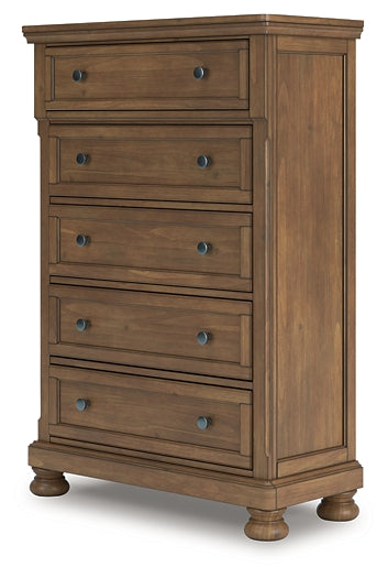 Feddinger Storage Sleigh Bed With Mirrored Dresser And Chest