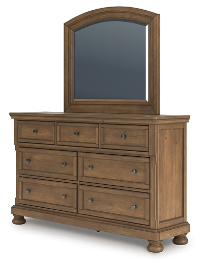 Feddinger Storage Sleigh Bed With Mirrored Dresser And Nightstand