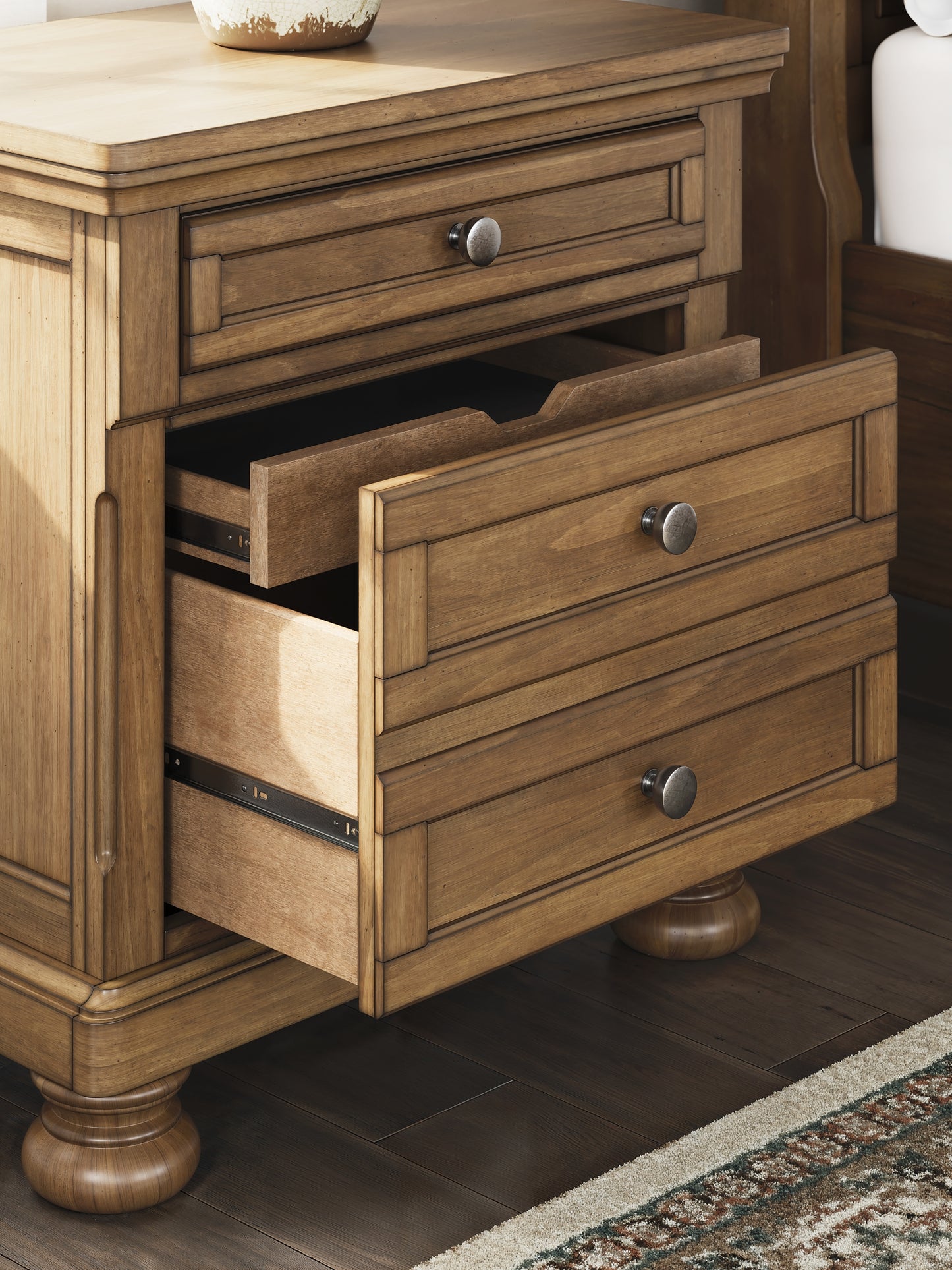 Feddinger Storage Sleigh Bed With Mirrored Dresser And Nightstand