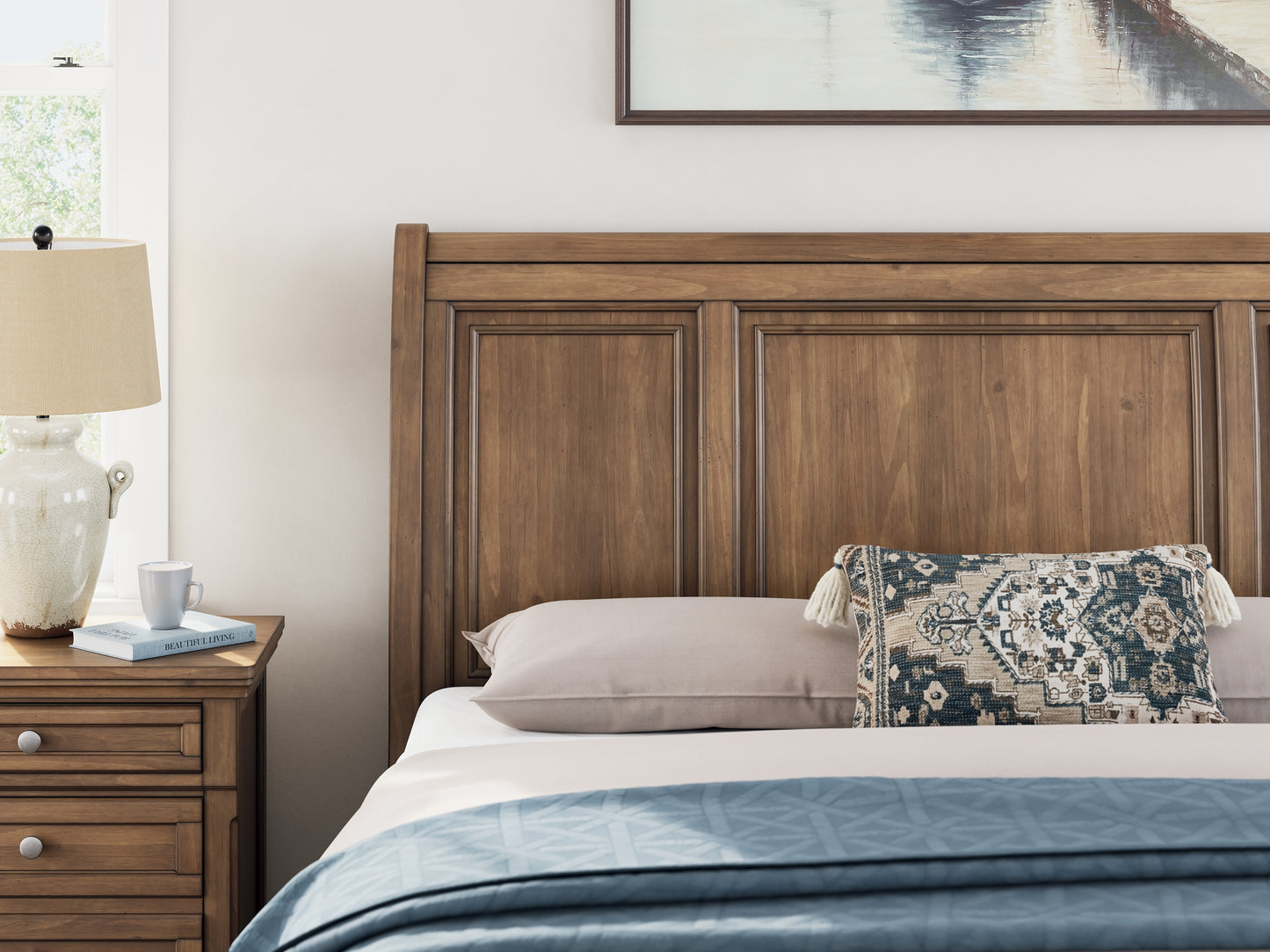 Feddinger California Storage Sleigh Bed With Mirrored Dresser And Nightstand
