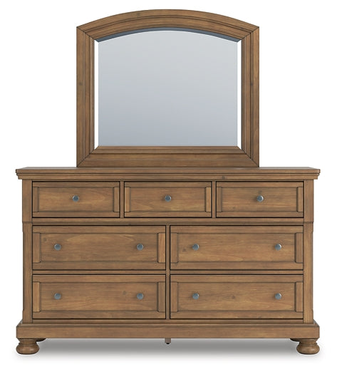 Feddinger California Panel Bed With Mirrored Dresser