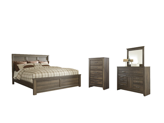 Juararo Panel Bed With Mirrored Dresser And Chest
