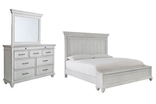 Kanwyn Panel Bed With Storage With Mirrored Dresser