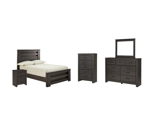 Brinxton Panel Bed With Mirrored Dresser, Chest And Nightstand