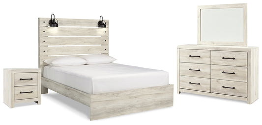 Cambeck Panel Bed With Mirrored Dresser And Nightstand