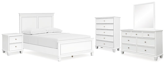 Fortman Panel Bed With Mirrored Dresser, Chest And Nightstand
