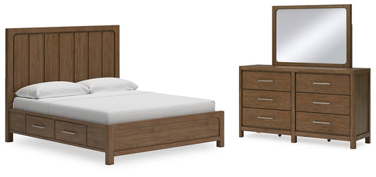 Cabalynn California Panel Bed With Storage With Mirrored Dresser