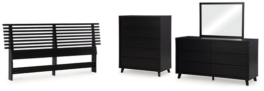 Danziar Panel Headboard With Mirrored Dresser And Chest