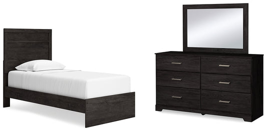 Belachime Panel Bed With Mirrored Dresser