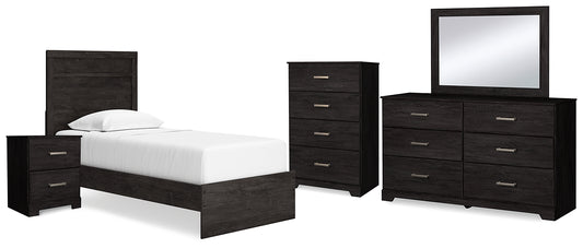 Belachime Panel Bed With Mirrored Dresser, Chest And Nightstand