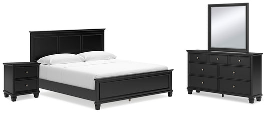 Lanolee California Panel Bed With Mirrored Dresser And Nightstand
