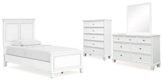 Fortman Panel Bed With Mirrored Dresser And Chest