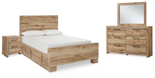 Hyanna Panel Bed With Storage With Mirrored Dresser And Nightstand