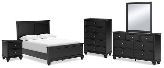 Lanolee Panel Bed With Mirrored Dresser, Chest And Nightstand