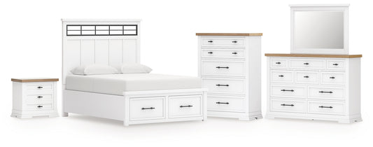 Ashbryn Panel Storage Bed With Mirrored Dresser, Chest And Nightstand