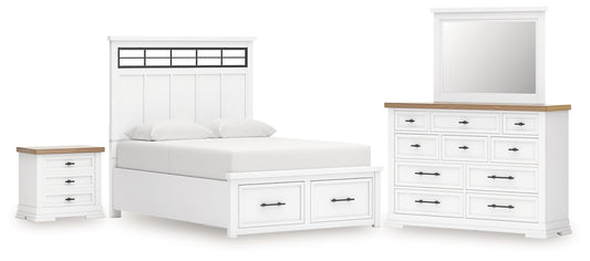 Ashbryn Panel Storage Bed, Dresser, Mirror And Nightstand