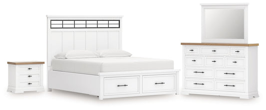 Ashbryn California Panel Storage Bed, Dresser, Mirror And Nightstand