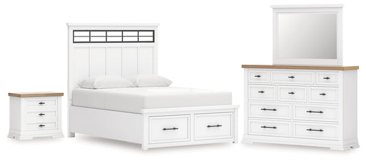 Ashbryn Panel Storage Bed, Dresser, Mirror And Nightstand