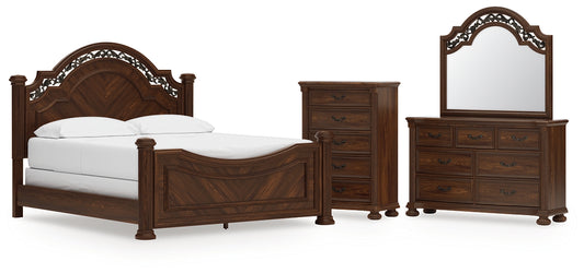 Lavinton California Poster Bed With Mirrored Dresser And Chest