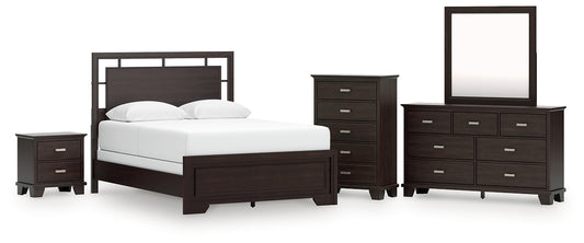 Covetown Panel Bed With Mirrored Dresser, Chest And Nightstand