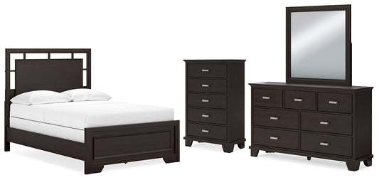 Covetown Panel Bed With Mirrored Dresser And Chest