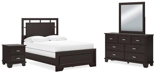 Covetown Panel Bed With Mirrored Dresser And Nightstand