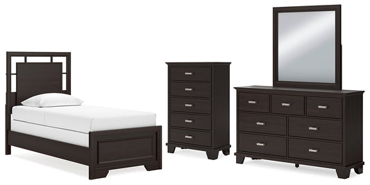 Covetown Panel Bed With Mirrored Dresser And Chest