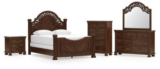 Lavinton Poster Bed With Mirrored Dresser, Chest And Nightstand