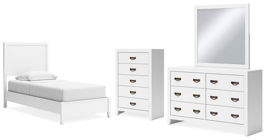 Binterglen Panel Bed With Mirrored Dresser And Chest