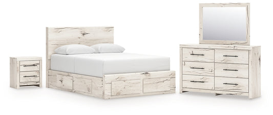 Lawroy Panel Storage Bed With Mirrored Dresser And Nightstand