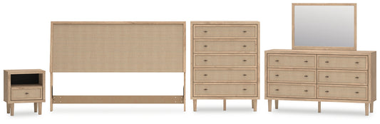 Cielden Panel Headboard With Mirrored Dresser, Chest And Nightstand