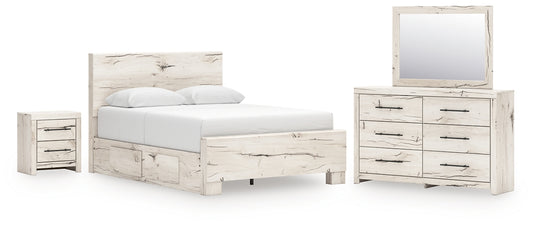 Lawroy Panel Bed With Storage, Dresser, Mirror And Nightstand