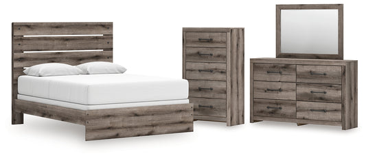 Graystorm Panel Bed With Mirrored Dresser And Chest