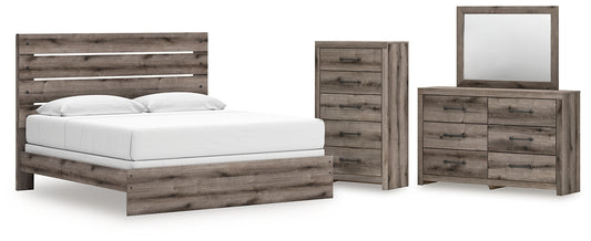 Graystorm Panel Bed With Mirrored Dresser And Chest