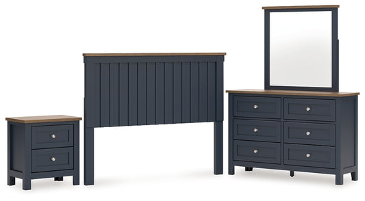 Landocken Panel Headboard With Mirrored Dresser And Nightstand