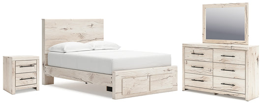Lawroy Panel Storage Bed With Mirrored Dresser And Nightstand