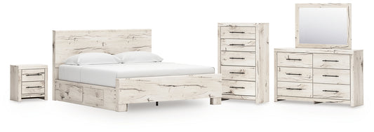 Lawroy Panel Bed With Mirrored Dresser, Chest And Nightstand