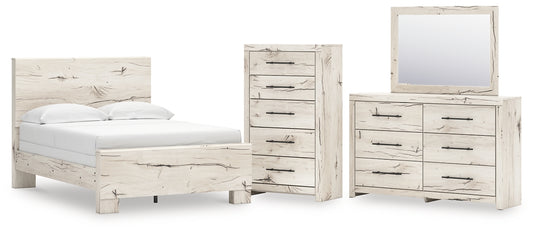 Lawroy Panel Bed With Mirrored Dresser And Chest
