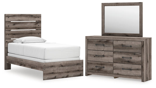 Graystorm Panel Bed With Mirrored Dresser