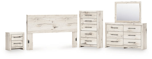 Lawroy Panel Headboard With Mirrored Dresser, Chest And Nightstand
