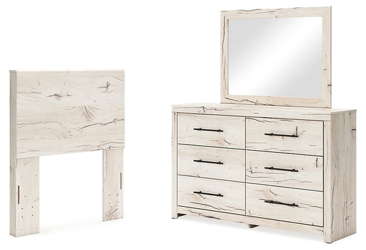 Lawroy Panel Headboard With Mirrored Dresser