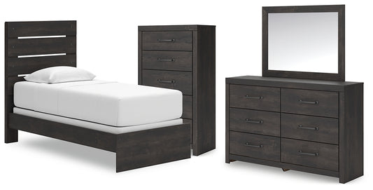Hollivern Panel Bed With Mirrored Dresser And Chest