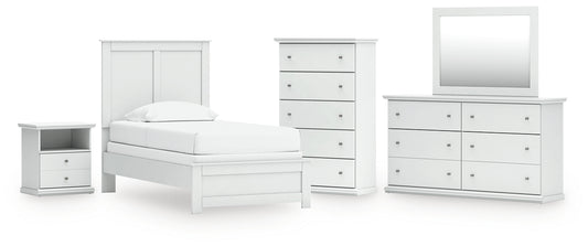 Bostwick Shoals Panel Bed With Mirrored Dresser, Chest And Nightstand