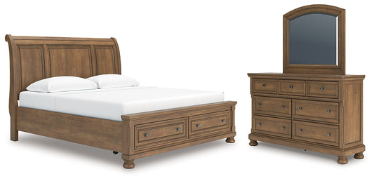 Feddinger Storage Sleigh Bed With Mirrored Dresser
