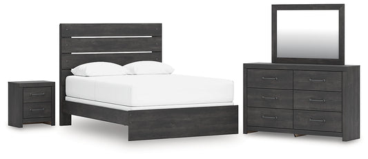 Hollivern Panel Bed With Mirrored Dresser And Nightstand